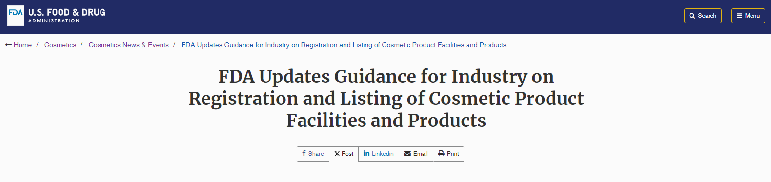 US,FDA,Mocra,Registration,Listing,Cosmetic,Facilities